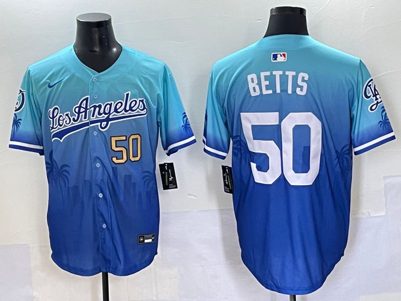 Men 2025 Los Angeles Dodgers #50 Betts Blue Nike MLB Jersey Daoqite style 2